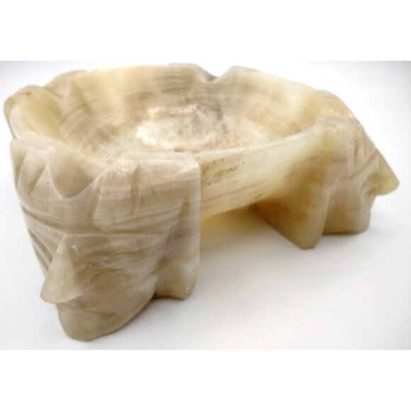 Vintage Onyx Aztec Calendar Carved Ashtray Marble Mexico Mid Century Decor Heavy - Picture 6 of 13